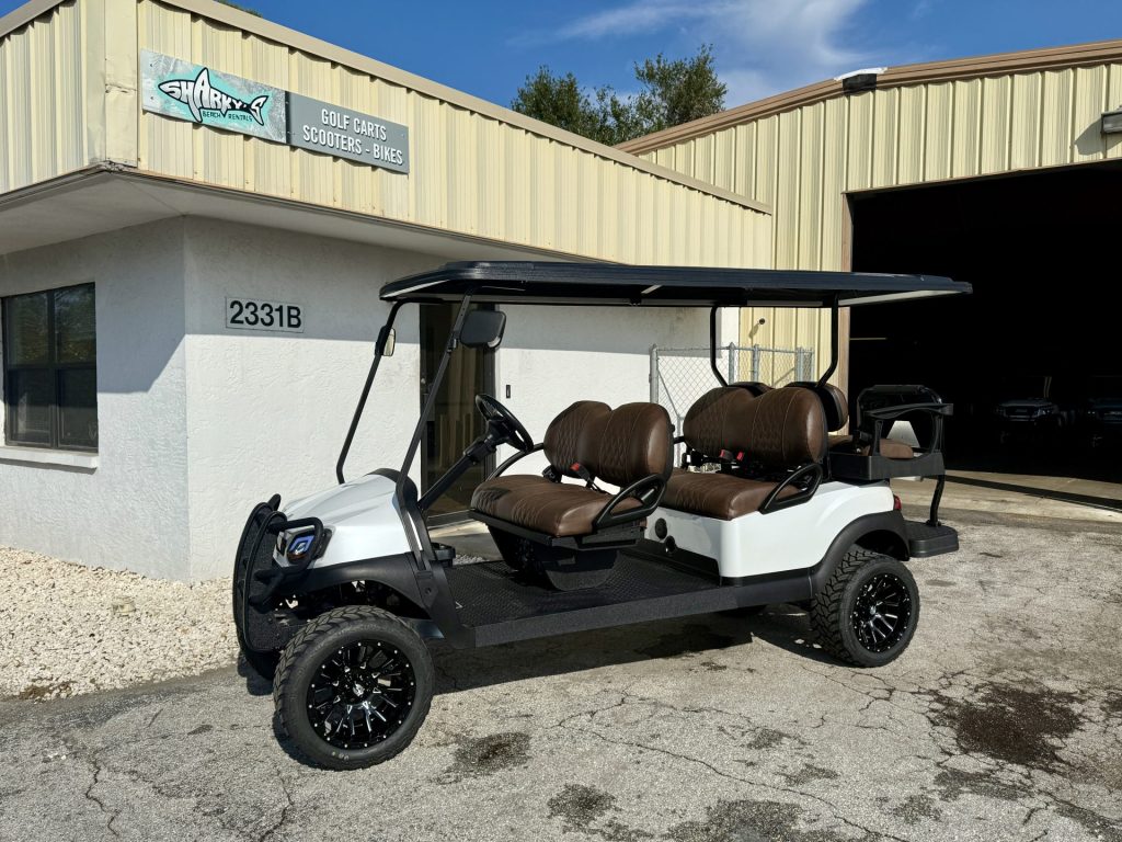 Custom Club Car Pearl White w Briar Eco Lithium 105Ah 6 Passenger Golf Cart (3)