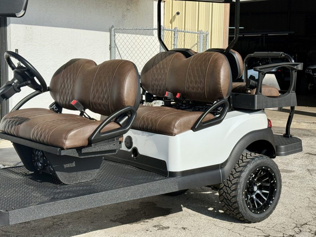 Custom Club Car Pearl White w Briar Eco Lithium 105Ah 6 Passenger Golf Cart (8)